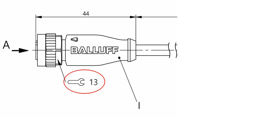 The wrench marking helps identify the required wrench opening.