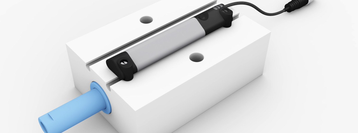 Piston position measured through block cylinder wall