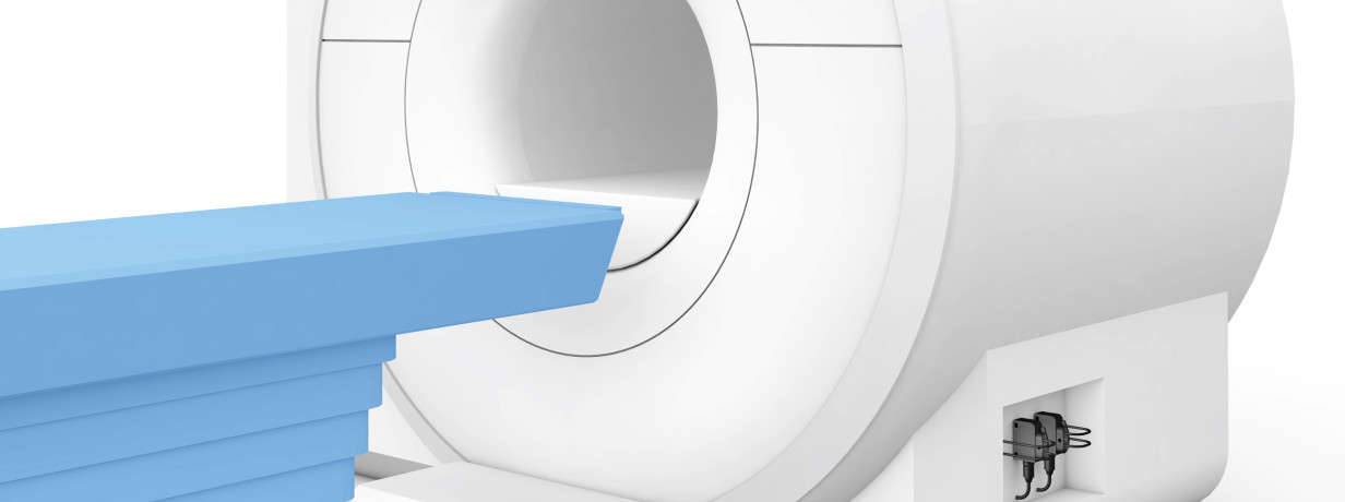 檢查移動到 MRI 的床的末端位置